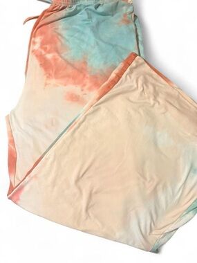 Knox Rose Tie-Dye Wide Leg Pants - Peach & Aqua Sz XL